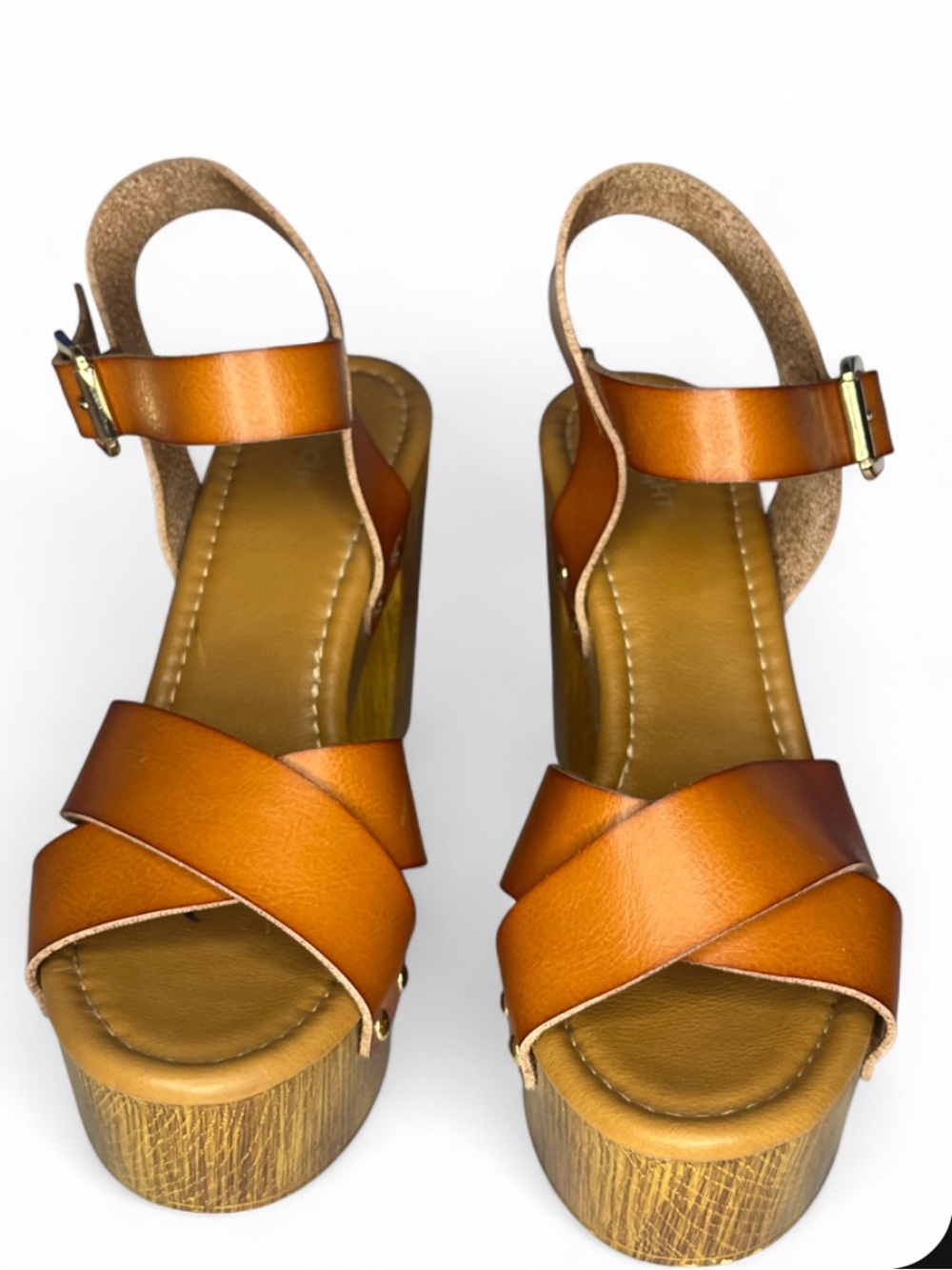 Limelight Women’s Size 8 Brown Wooden High Heeled Platform Y2K Dress Sandals